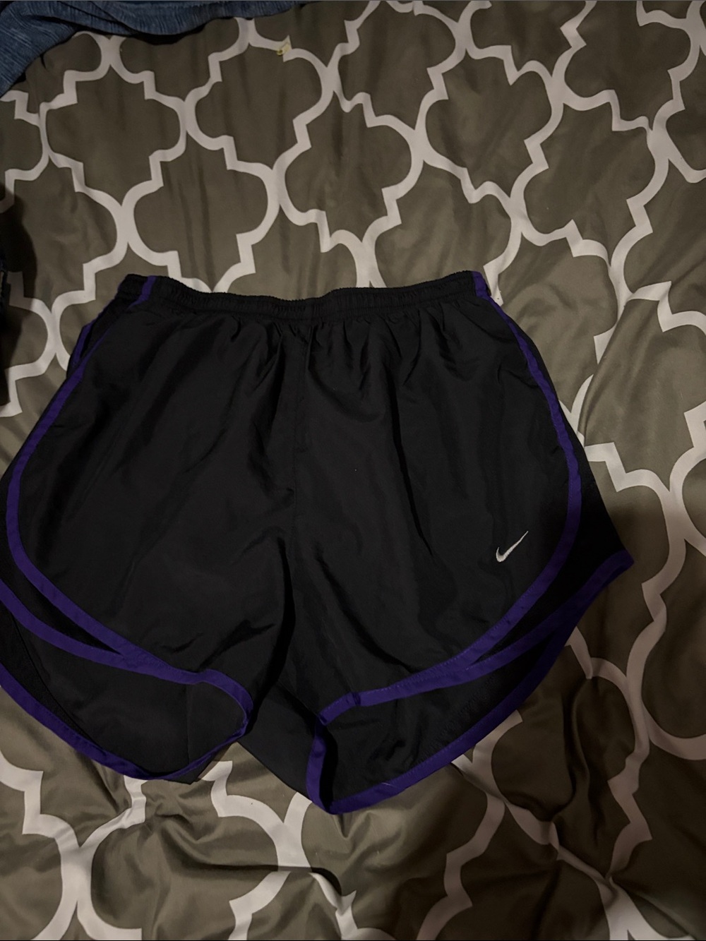 Nike Black Women's Athletic Shorts with Purple Piping